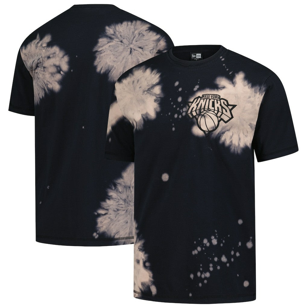 New York Knicks Injection Bleached Out Raw Edge Oversized T-Shirt Black