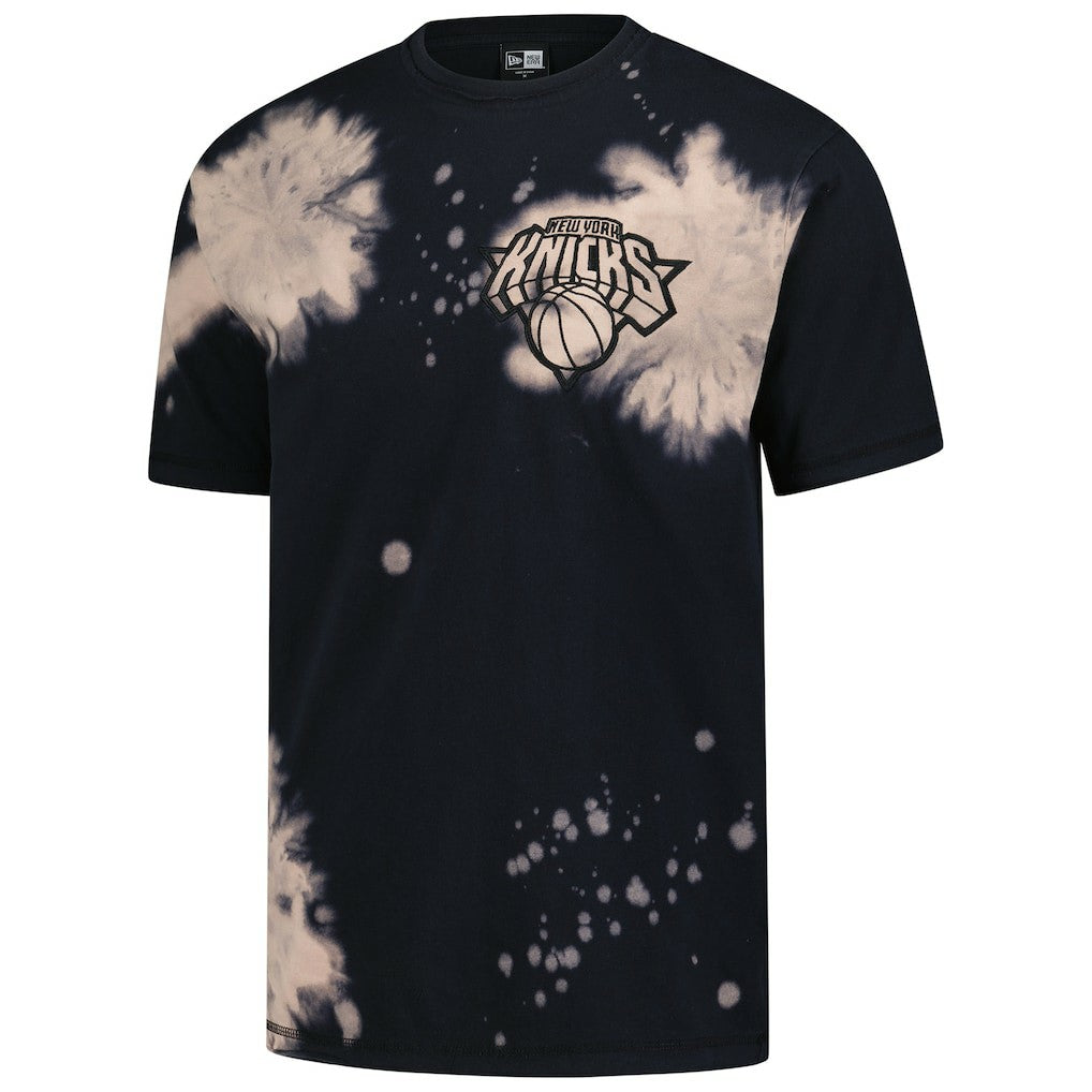 New York Knicks Injection Bleached Out Raw Edge Oversized T-Shirt Black