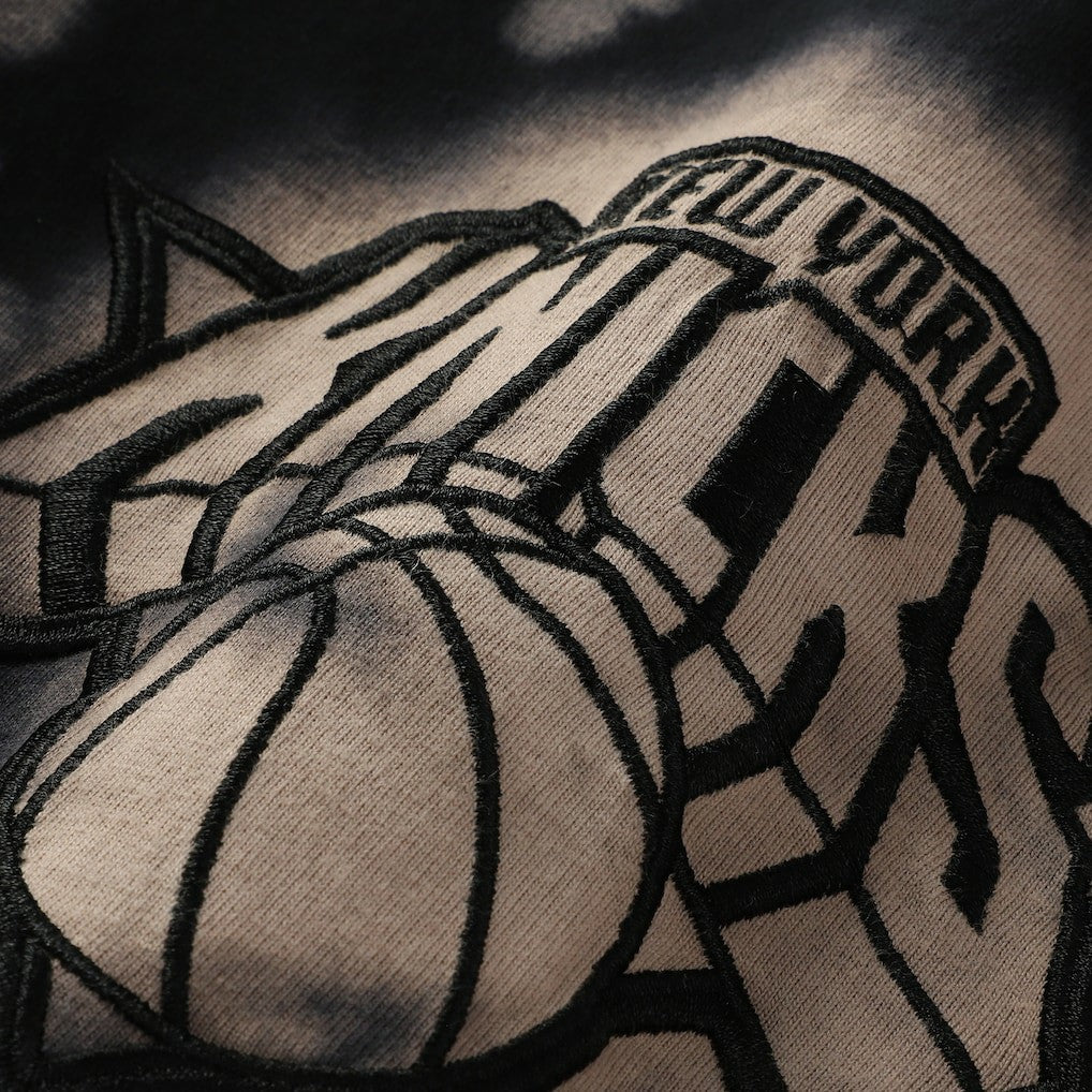 New York Knicks Injection Bleached Out Raw Edge Oversized T-Shirt Black