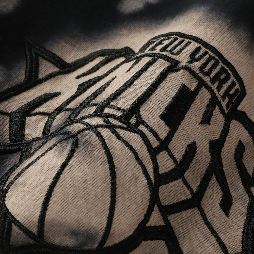 New York Knicks Injection Bleached Out Raw Edge Oversized T-Shirt Black