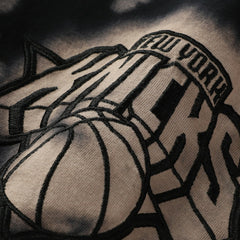 New York Knicks Injection Bleached Out Raw Edge Oversized T-Shirt Black