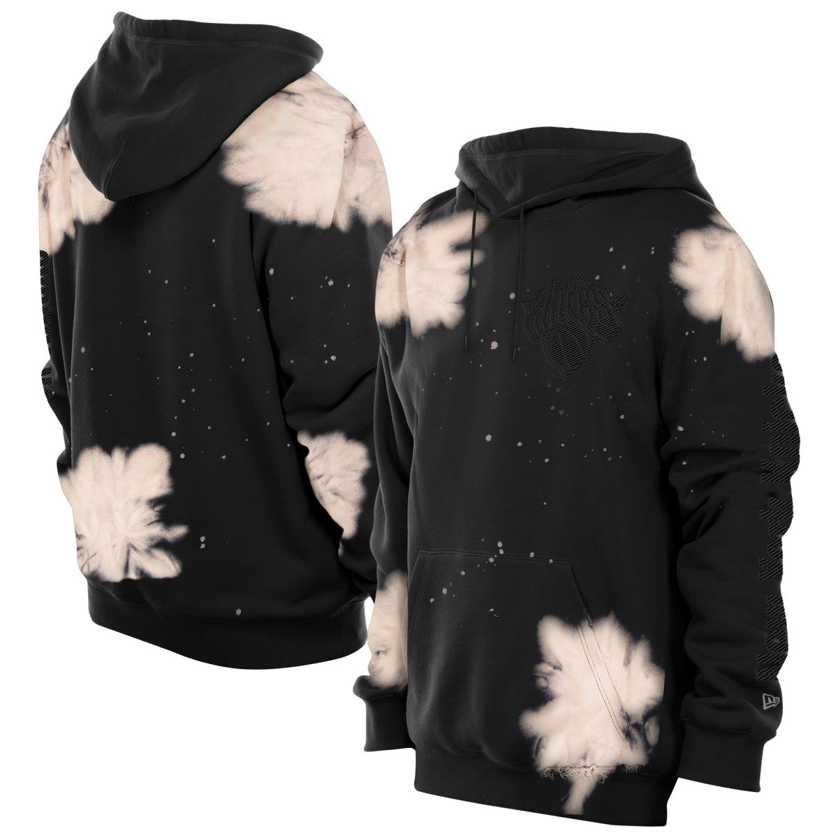 New York Knicks Injection Bleached Out Raw Edge Hoodie Black