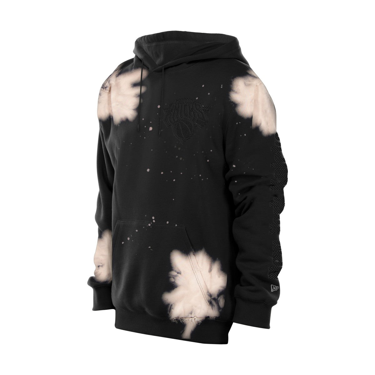 New York Knicks Injection Bleached Out Raw Edge Hoodie Black