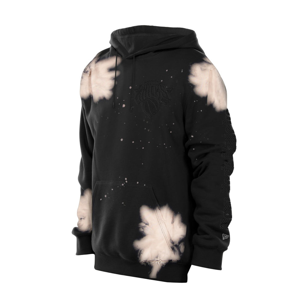 New York Knicks Injection Bleached Out Raw Edge Hoodie Black