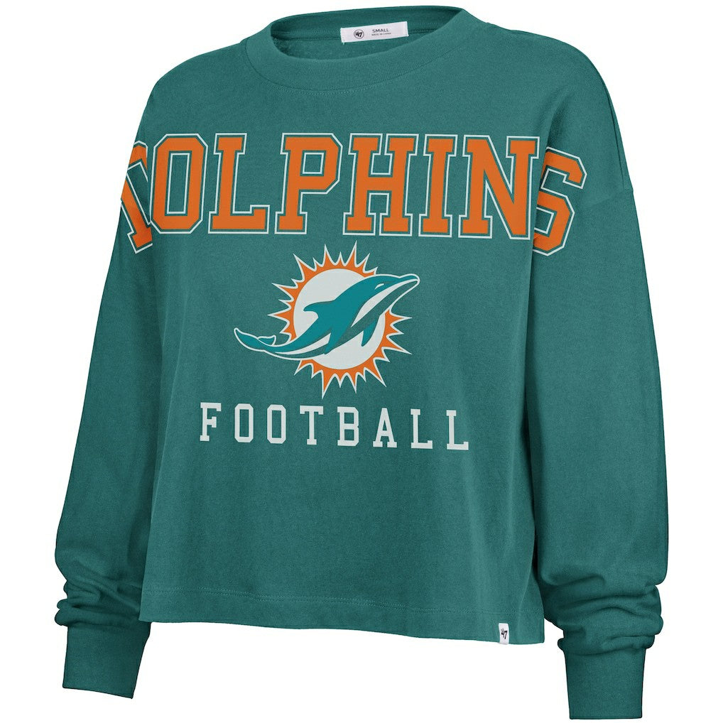Miami Dolphins '47 Women's Outreach City Oversized Long Sleeve T-Shirt Aqua