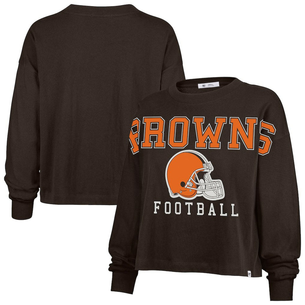 Cleveland Browns '47 Women's Outreach City Oversized Long Sleeve T-Shirt Brown