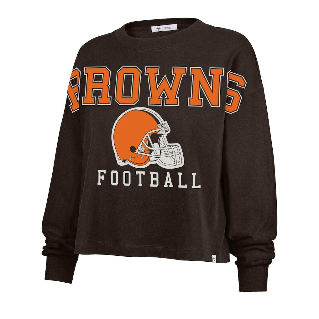Cleveland Browns '47 Women's Outreach City Oversized Long Sleeve T-Shirt Brown