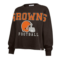 Cleveland Browns '47 Women's Outreach City Oversized Long Sleeve T-Shirt Brown