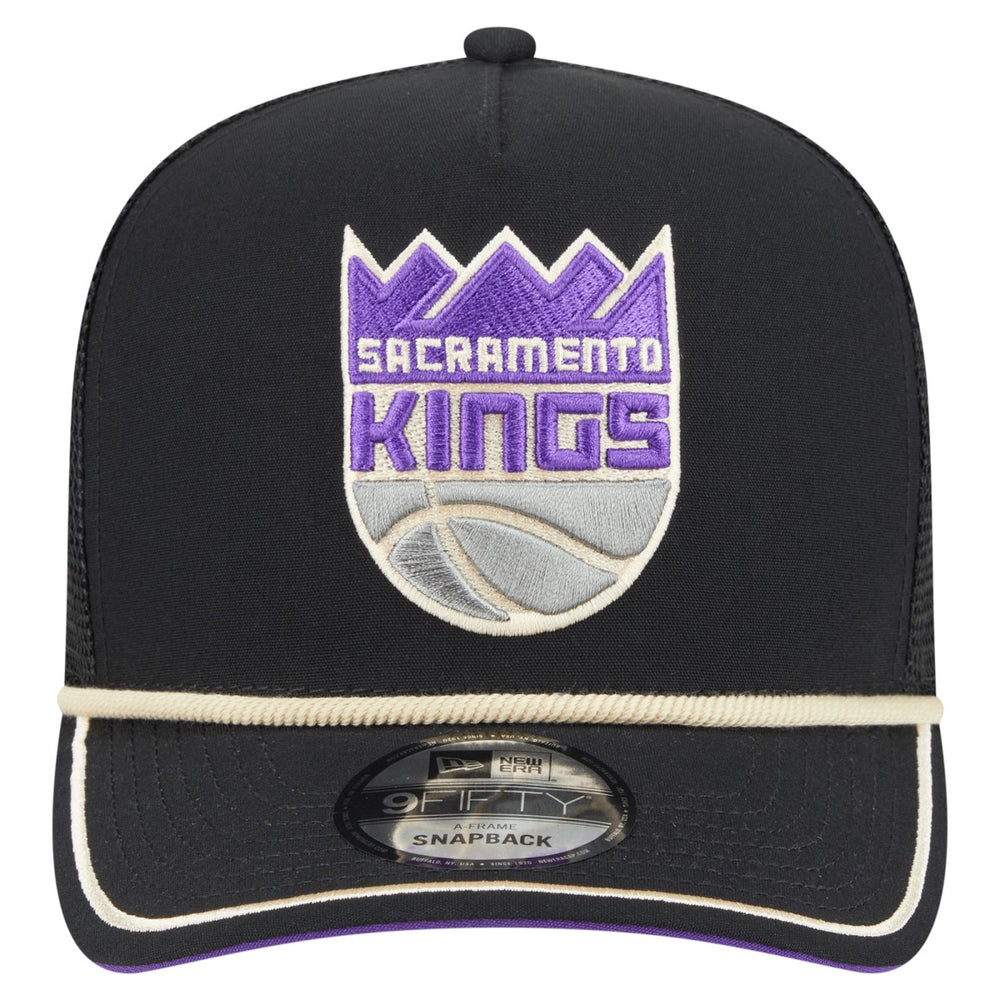 Sacramento Kings Vintage Team Rope A-Frame 9FIFTY Snapback Hat Black