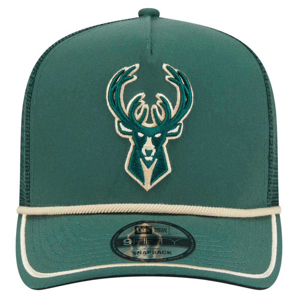 Milwaukee Bucks Vintage Team Rope A-Frame 9FIFTY Snapback Hat Hunter Green