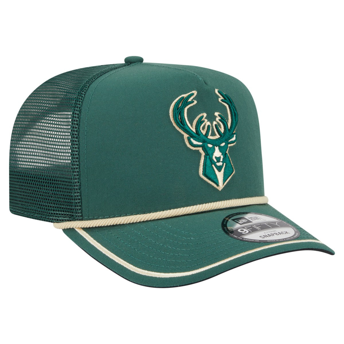 Milwaukee Bucks Vintage Team Rope A-Frame 9FIFTY Snapback Hat Hunter Green