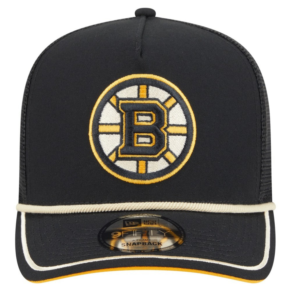 NHL Boston Bruins New Era Vintage Team Rope A-Frame 9FIFTY Snapback Hat - Black