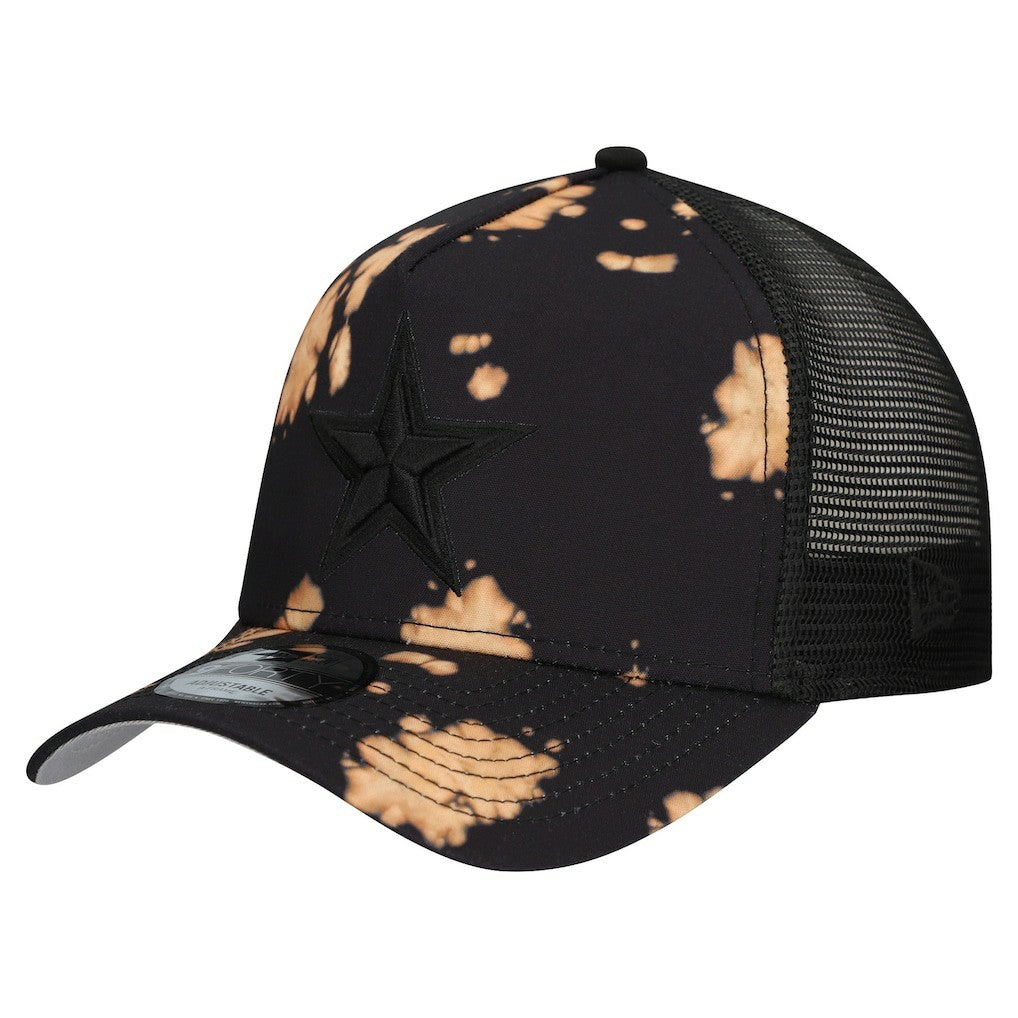 Dallas Cowboys New Era Bleached 9FORTY A-Frame Adjustable Hat Black