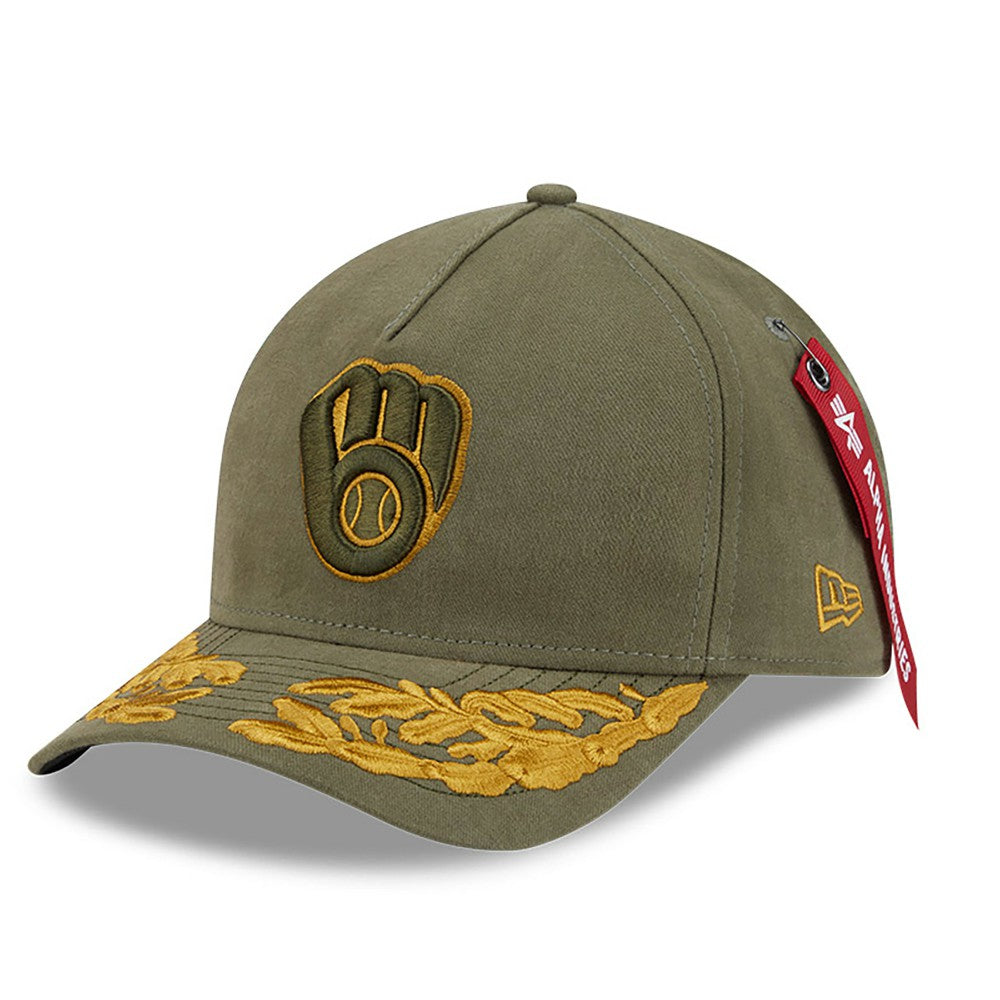 Milwaukee Brewers New Era x Alpha Industries A-Frame 9FORTY Adjustable Hat - Olive Hats