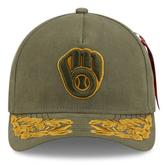 Milwaukee Brewers New Era x Alpha Industries A-Frame 9FORTY Adjustable Hat - Olive Hats