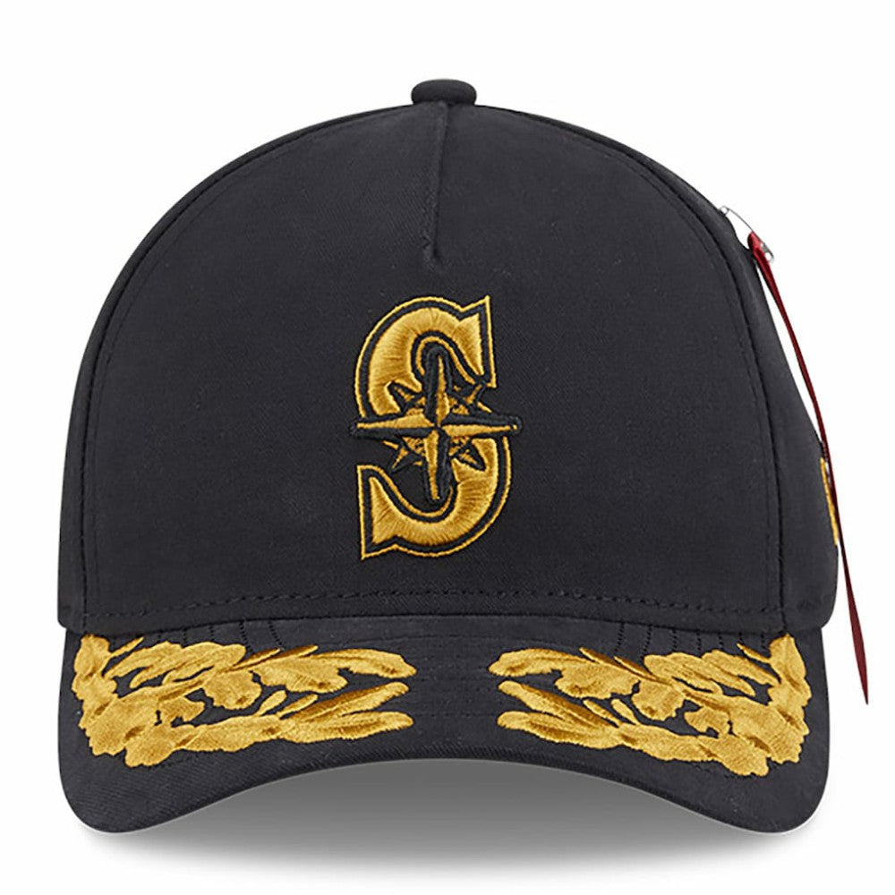 Seattle Mariners New Era x Alpha Industries A-Frame 9FORTY Adjustable Hat - Black Hats