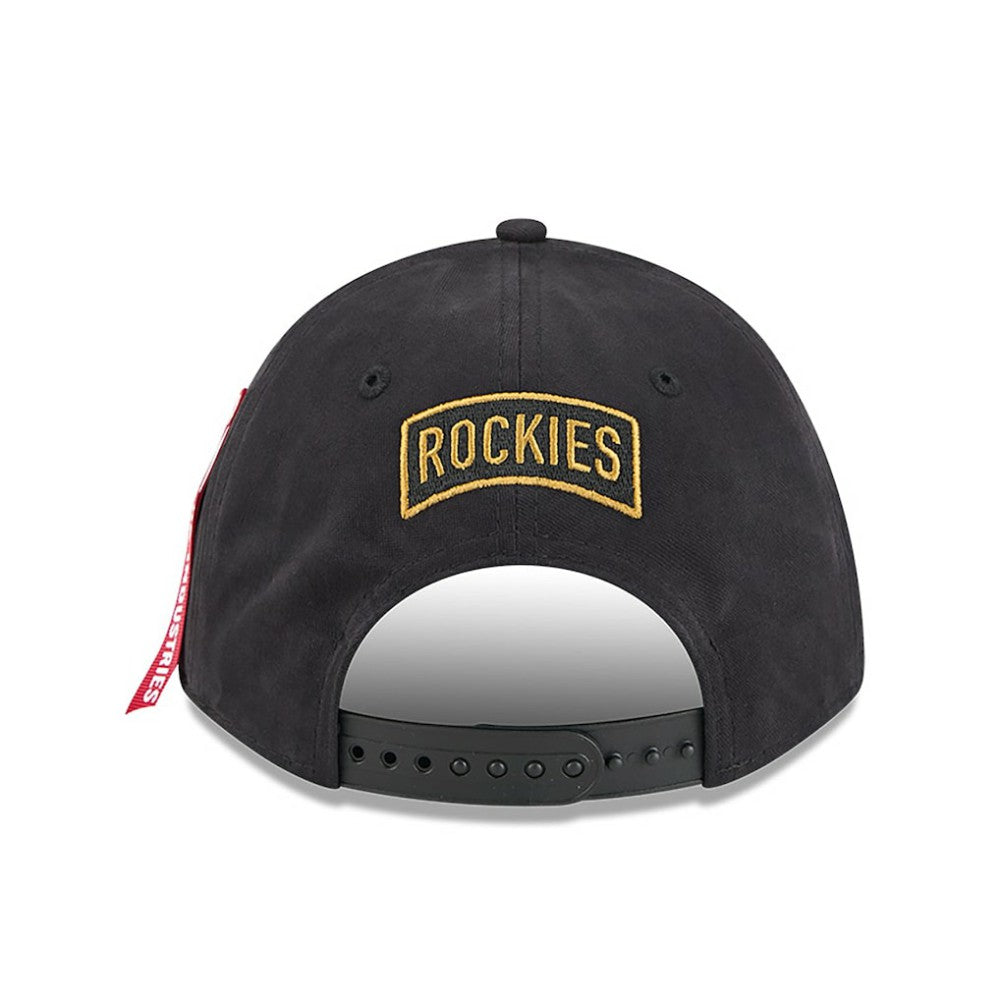 Colorado Rockies New Era x Alpha Industries A-Frame 9FORTY Adjustable Hat - Black Hats