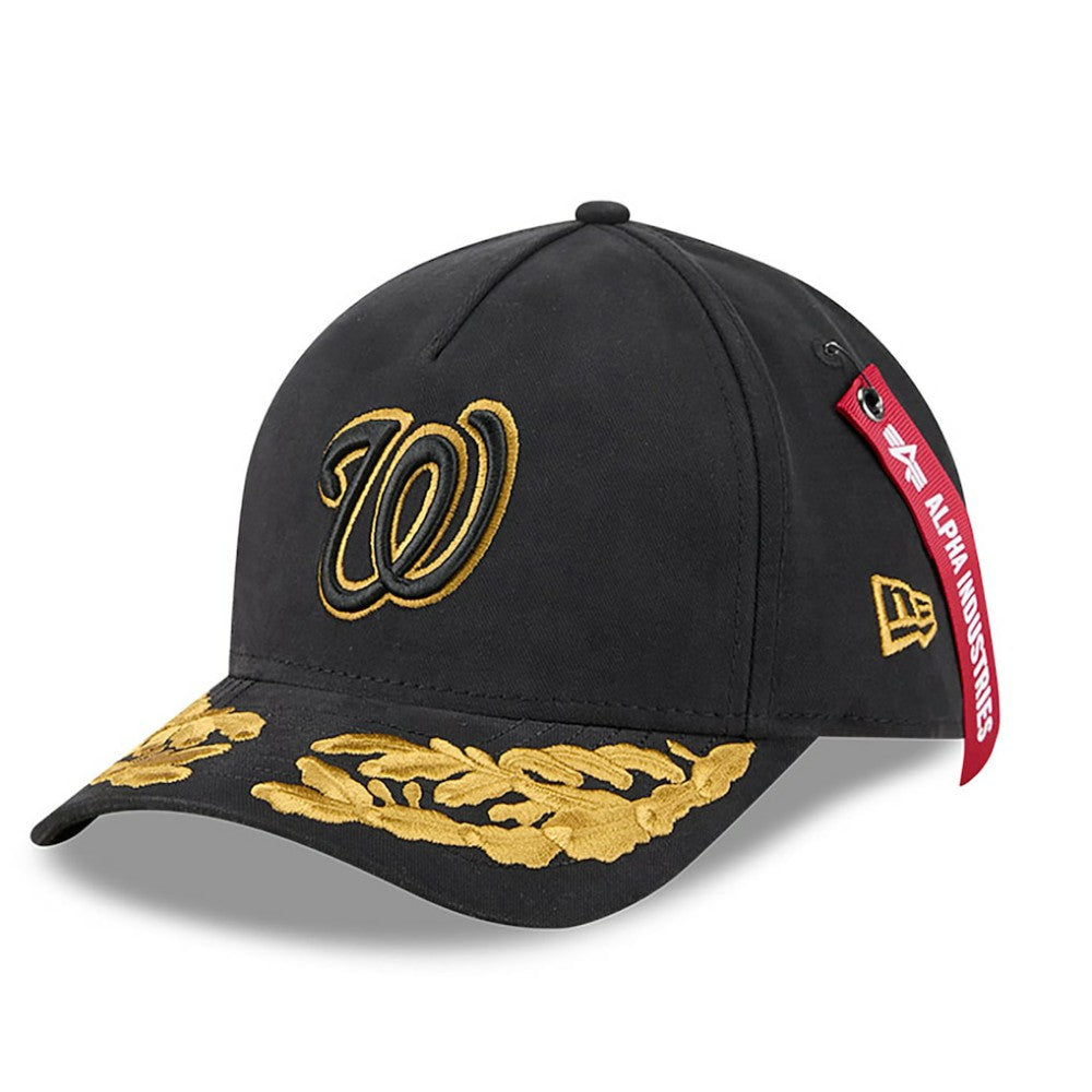 Washington Nationals New Era x Alpha Industries A-Frame 9FORTY Adjustable Hat - Black Hats