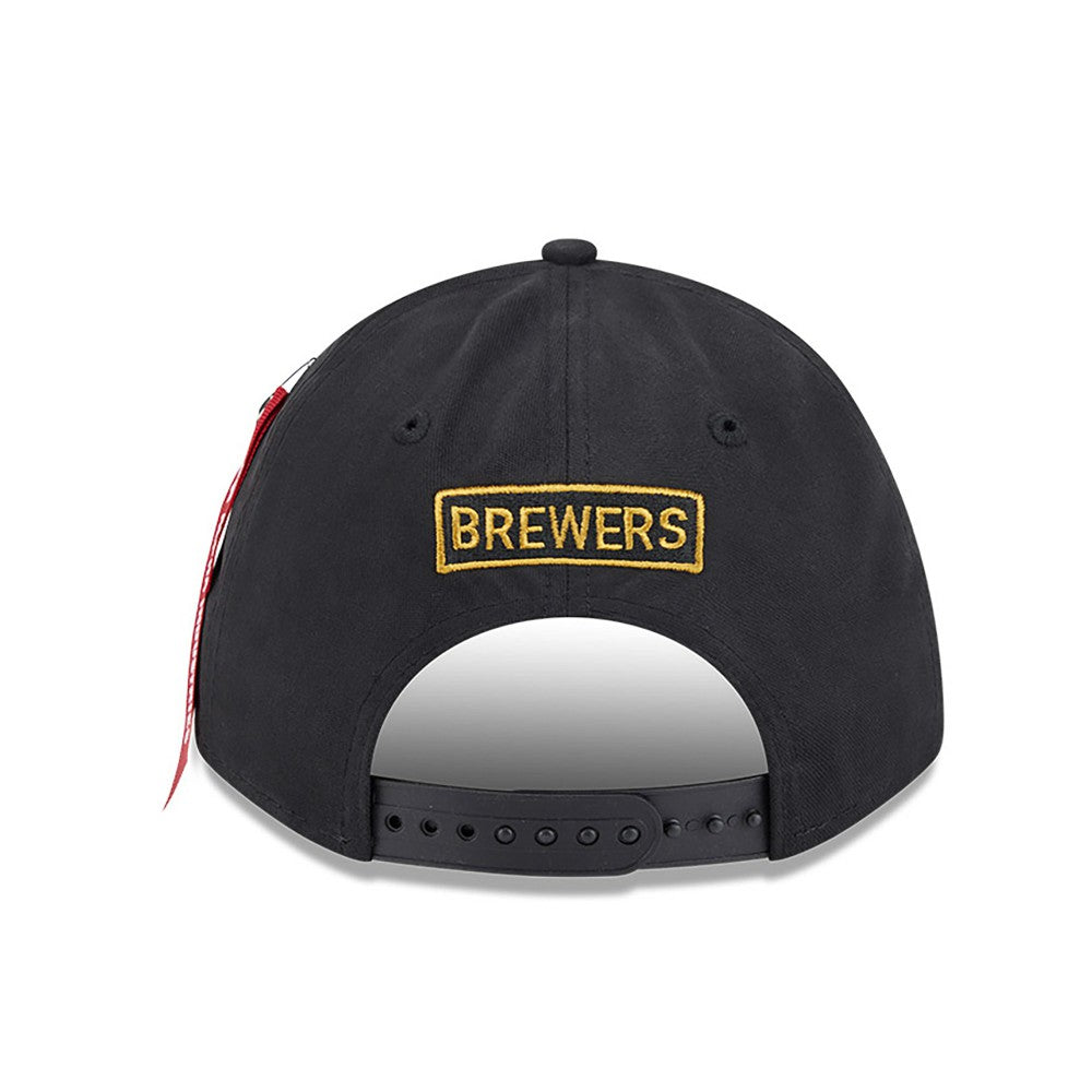 Milwaukee Brewers New Era x Alpha Industries A-Frame 9FORTY Adjustable Hat - Black Hats