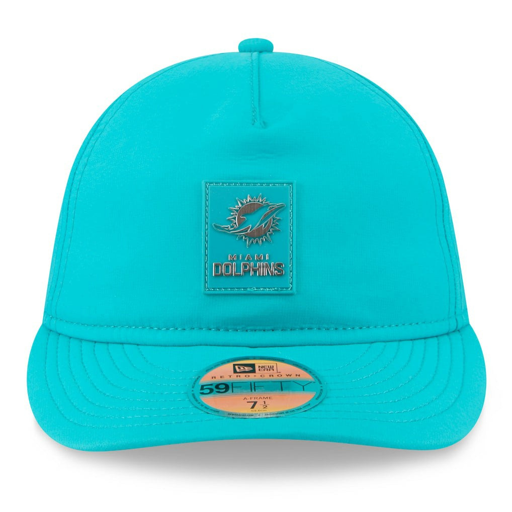 Miami Dolphins New Era 2025 Sideline Retro Crown 59FIFTY Fitted Hat Aqua