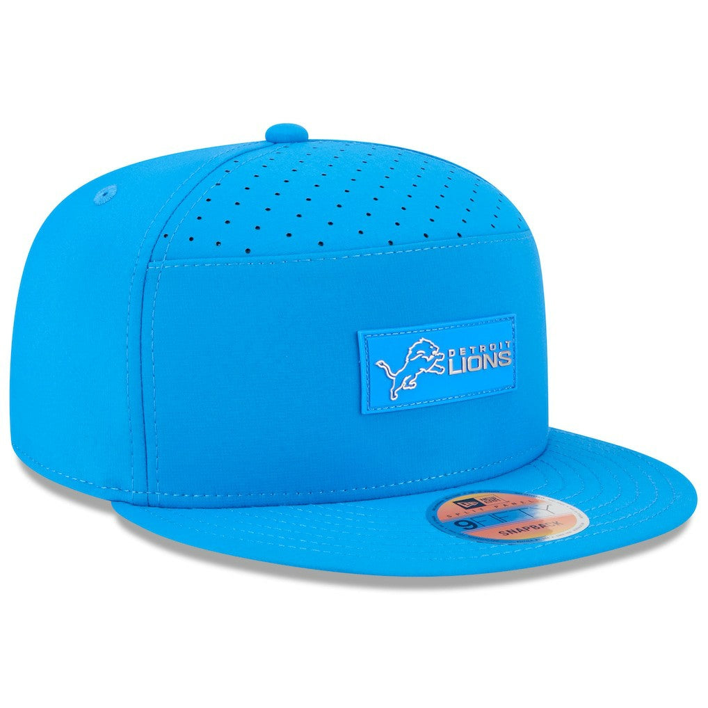 Detroit Lions New Era 2025 Sideline Split Panel 9FIFTY Snapback Hat Blue