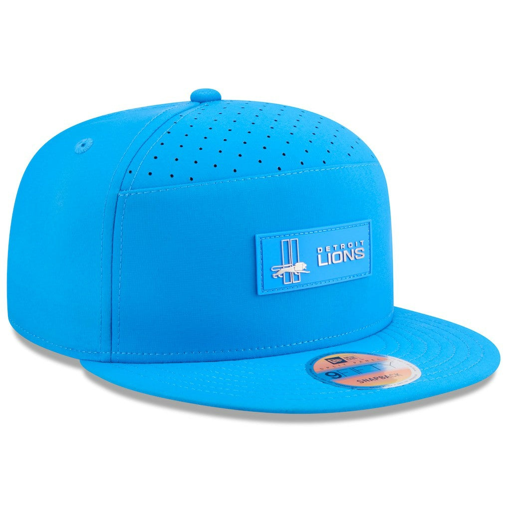 Detroit Lions New Era 2025 Sideline Throwback Split Panel 9FIFTY Snapback Hat Blue