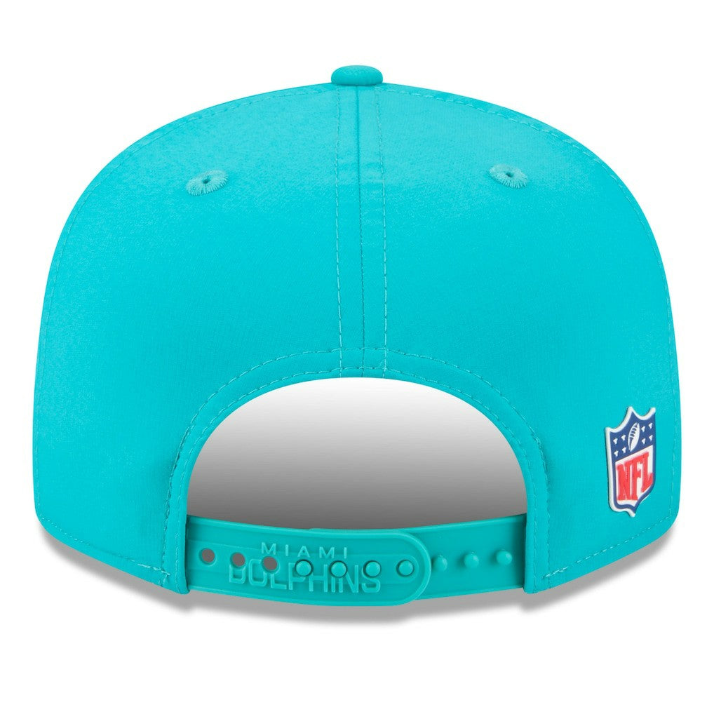 Miami Dolphins New Era 2025 Sideline Split Panel 9FIFTY Snapback Hat Aqua
