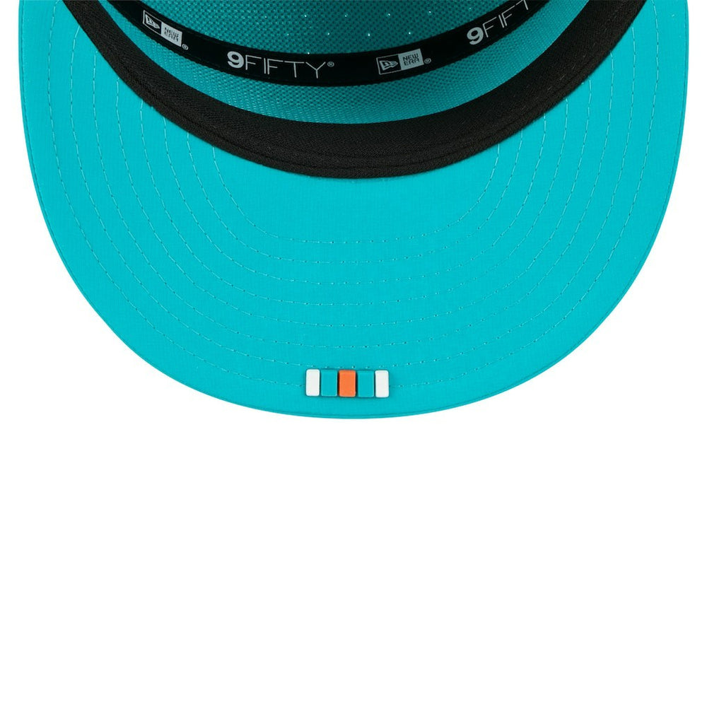 Miami Dolphins New Era 2025 Sideline Split Panel 9FIFTY Snapback Hat Aqua