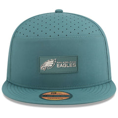 Philadelphia Eagles New Era 2025 Sideline Split Panel 9FIFTY Snapback Hat Midnight Green