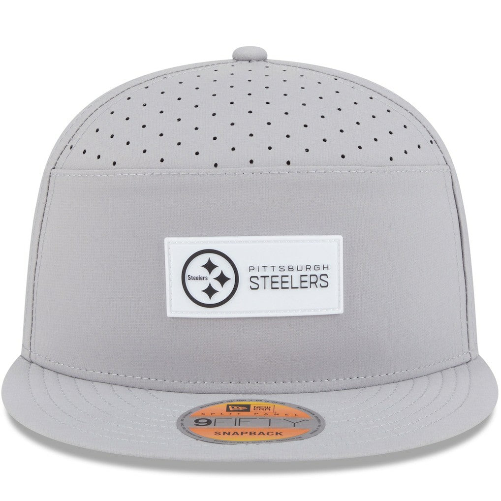 Pittsburgh Steelers New Era 2025 Sideline Split Panel 9FIFTY Snapback Hat Gray