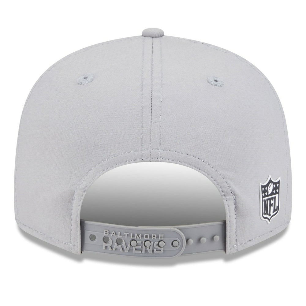 Baltimore Ravens New Era 2025 Sideline Split Panel 9FIFTY Snapback Hat Gray