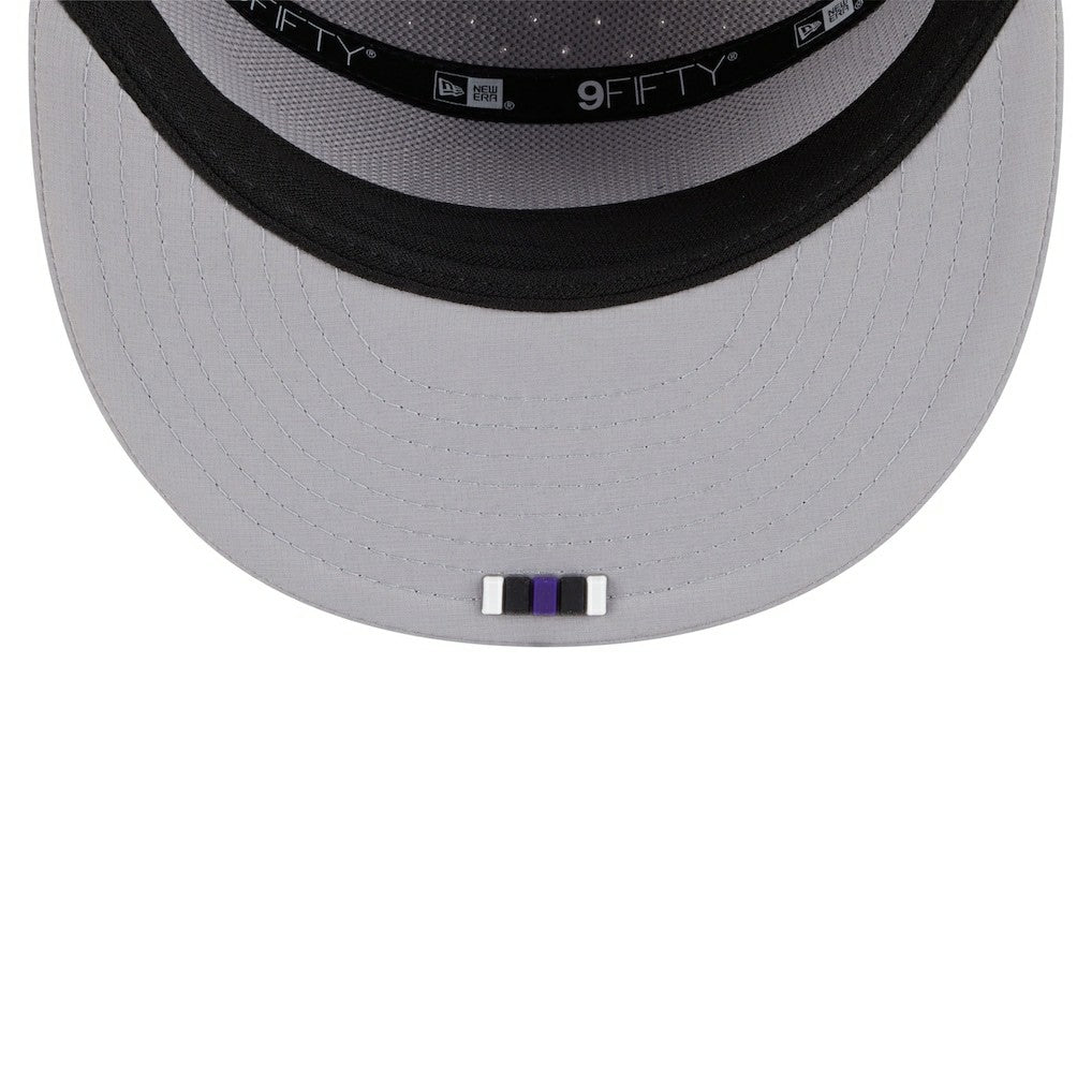 Baltimore Ravens New Era 2025 Sideline Split Panel 9FIFTY Snapback Hat Gray