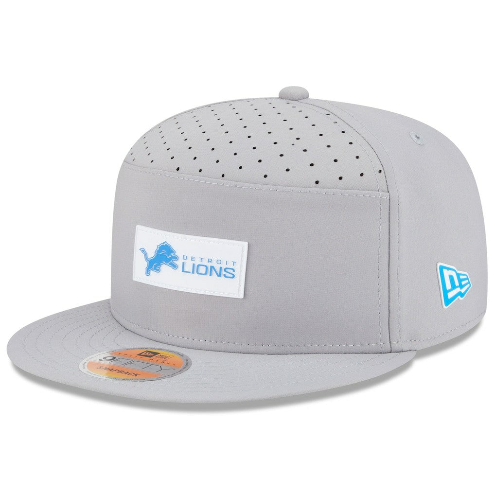 Detroit Lions New Era 2025 Sideline Split Panel 9FIFTY Snapback Hat Gray