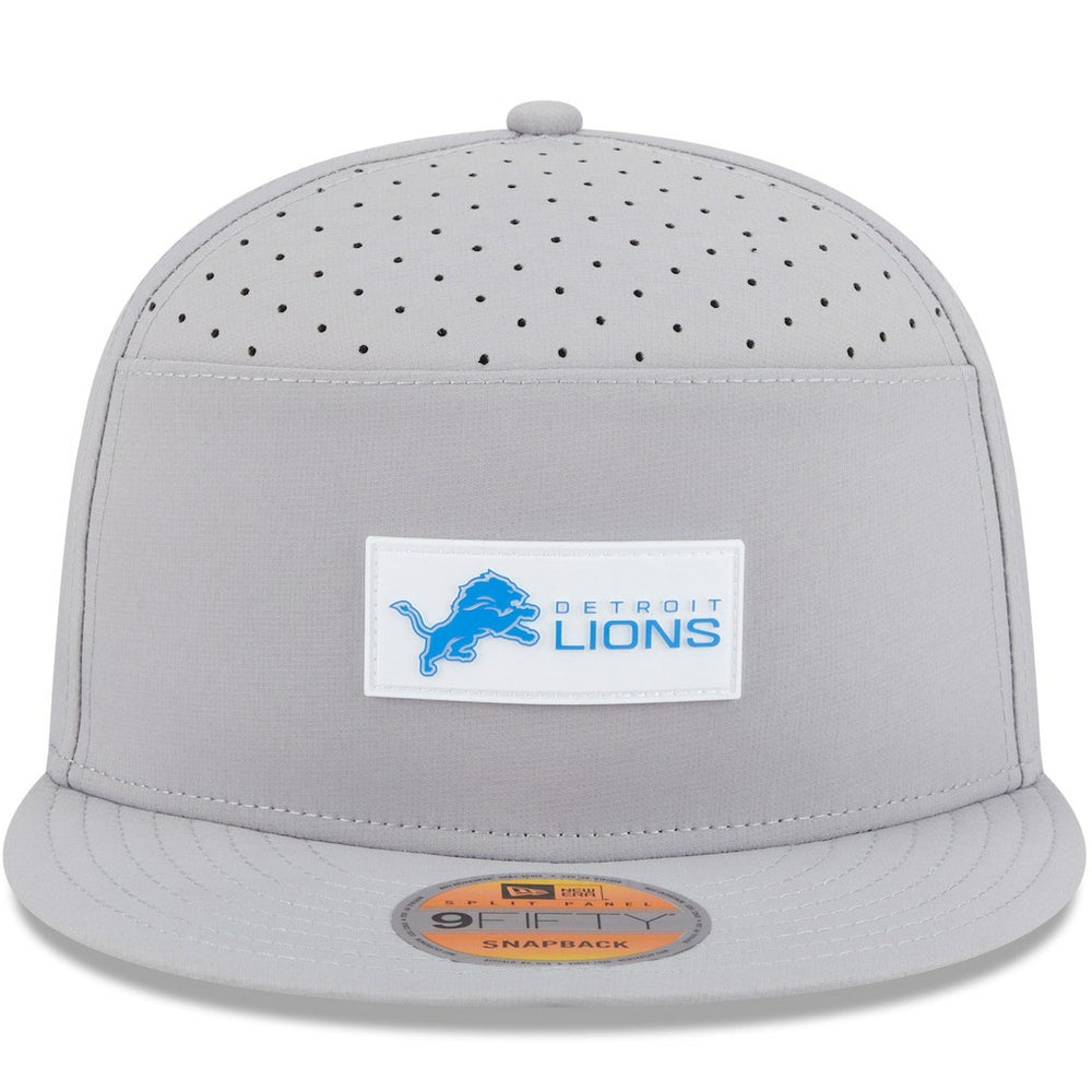 Detroit Lions New Era 2025 Sideline Split Panel 9FIFTY Snapback Hat Gray