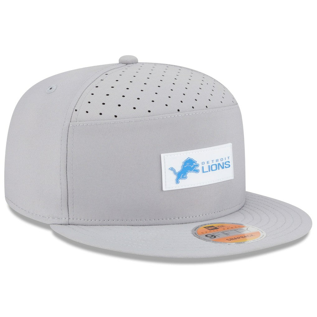 Detroit Lions New Era 2025 Sideline Split Panel 9FIFTY Snapback Hat Gray