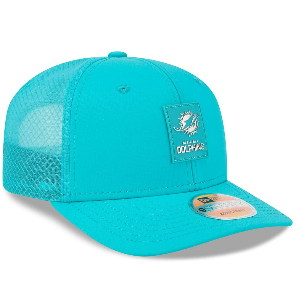 Miami Dolphins New Era 2025 Sideline 9SEVENTY Trucker Adjustable Hat Aqua