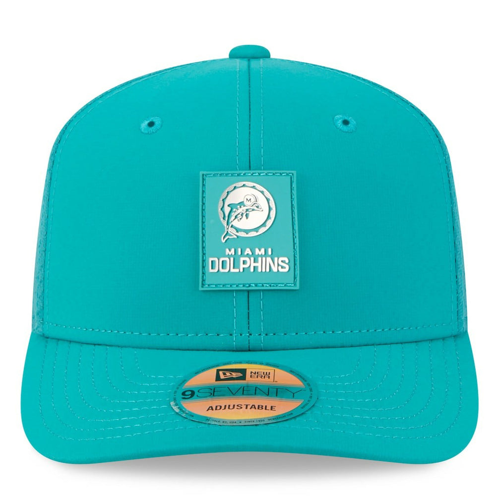 Miami Dolphins New Era 2025 Sideline Throwback 9SEVENTY Trucker Adjustable Hat Aqua
