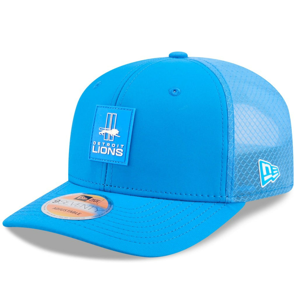 Detroit Lions New Era 2025 Sideline Throwback 9SEVENTY Trucker Adjustable Hat Blue