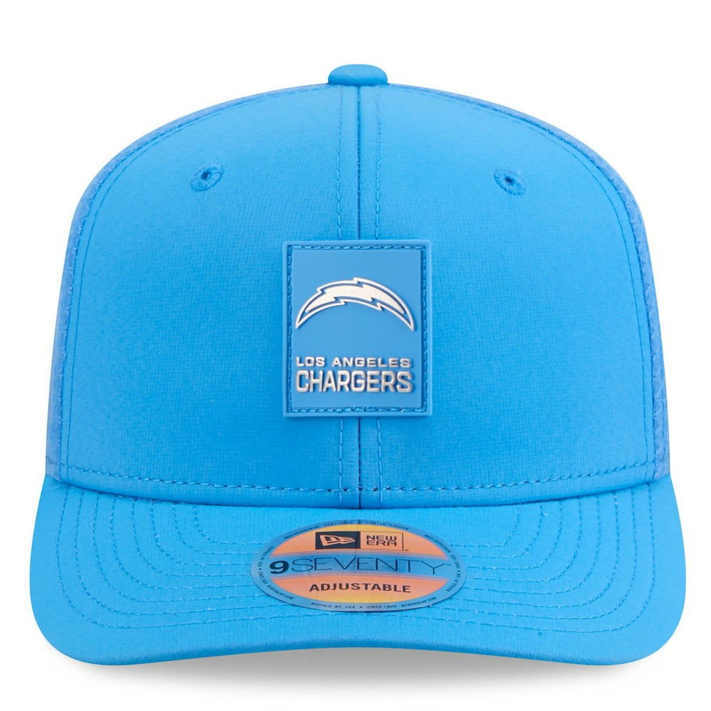 Los Angeles Chargers New Era 2025 Sideline 9SEVENTY Trucker Adjustable Hat Powder Blue