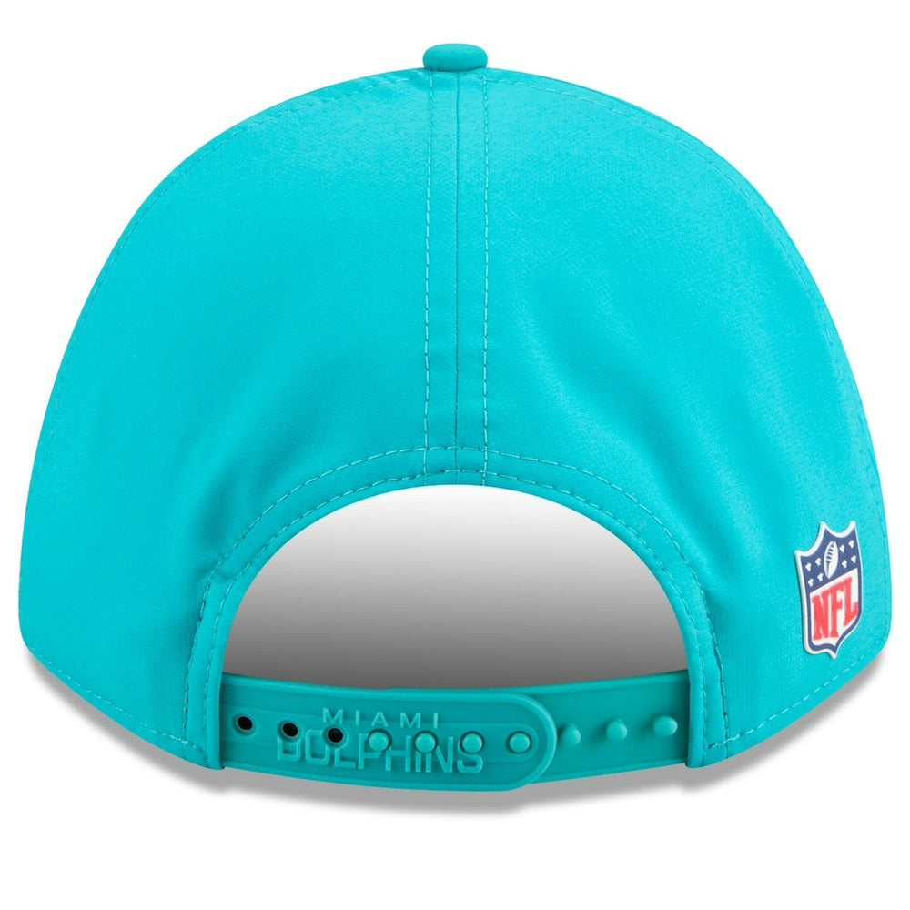 Miami Dolphins New Era 2025 Sideline M-Crown 9FORTY Adjustable Hat Aqua