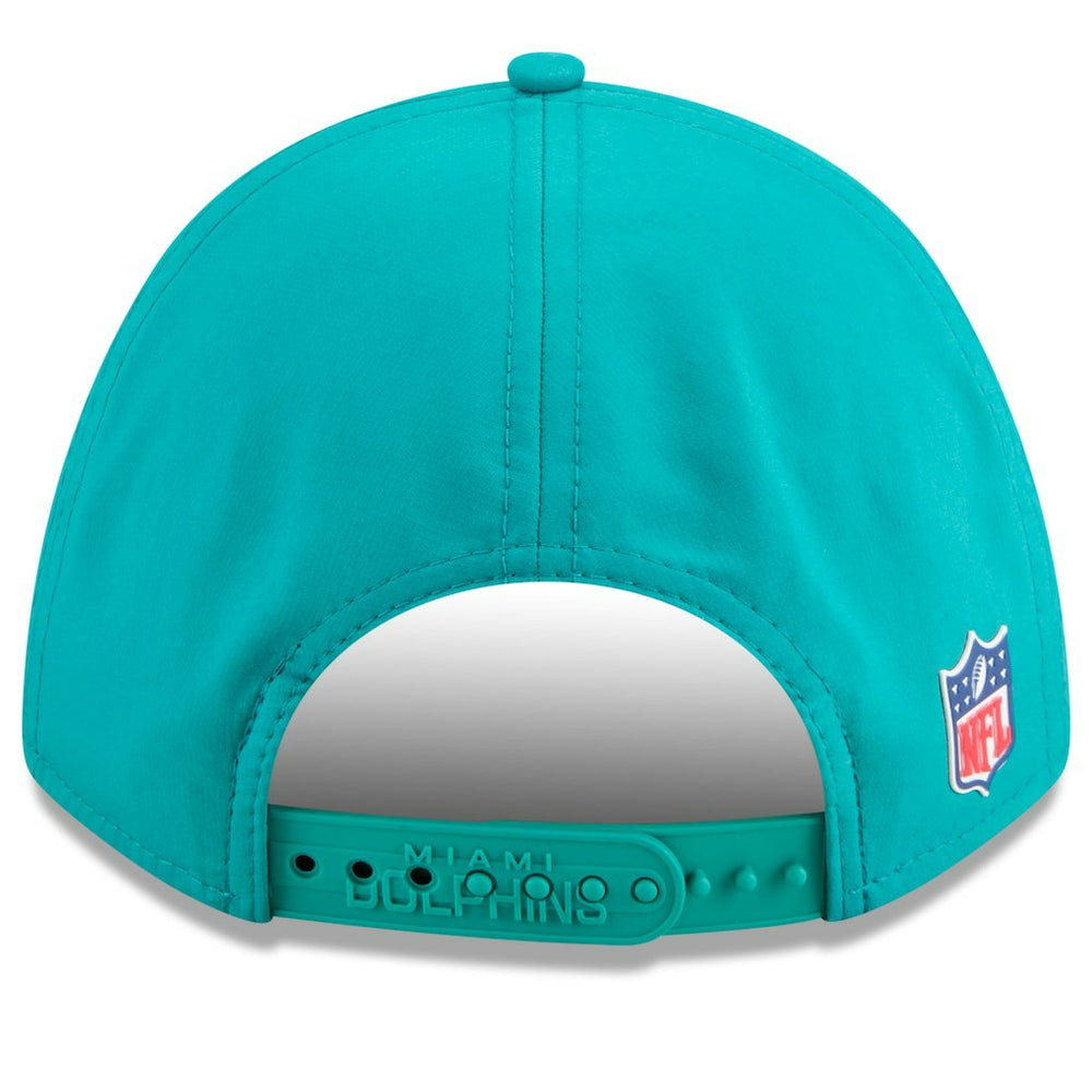 Miami Dolphins New Era 2025 Sideline Throwback M-Crown 9FORTY Adjustable Hat Aqua
