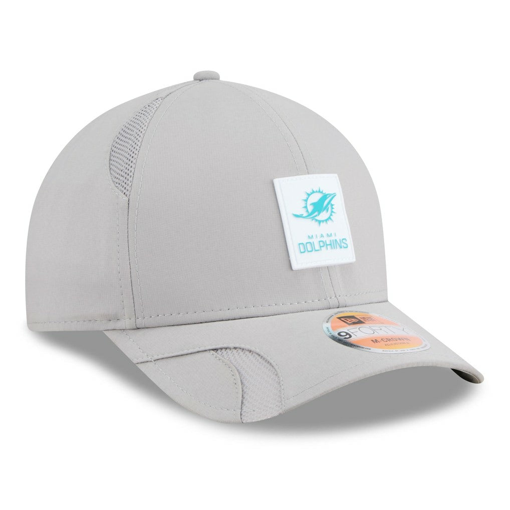Miami Dolphins New Era 2025 Sideline M-Crown 9FORTY Adjustable Hat Gray
