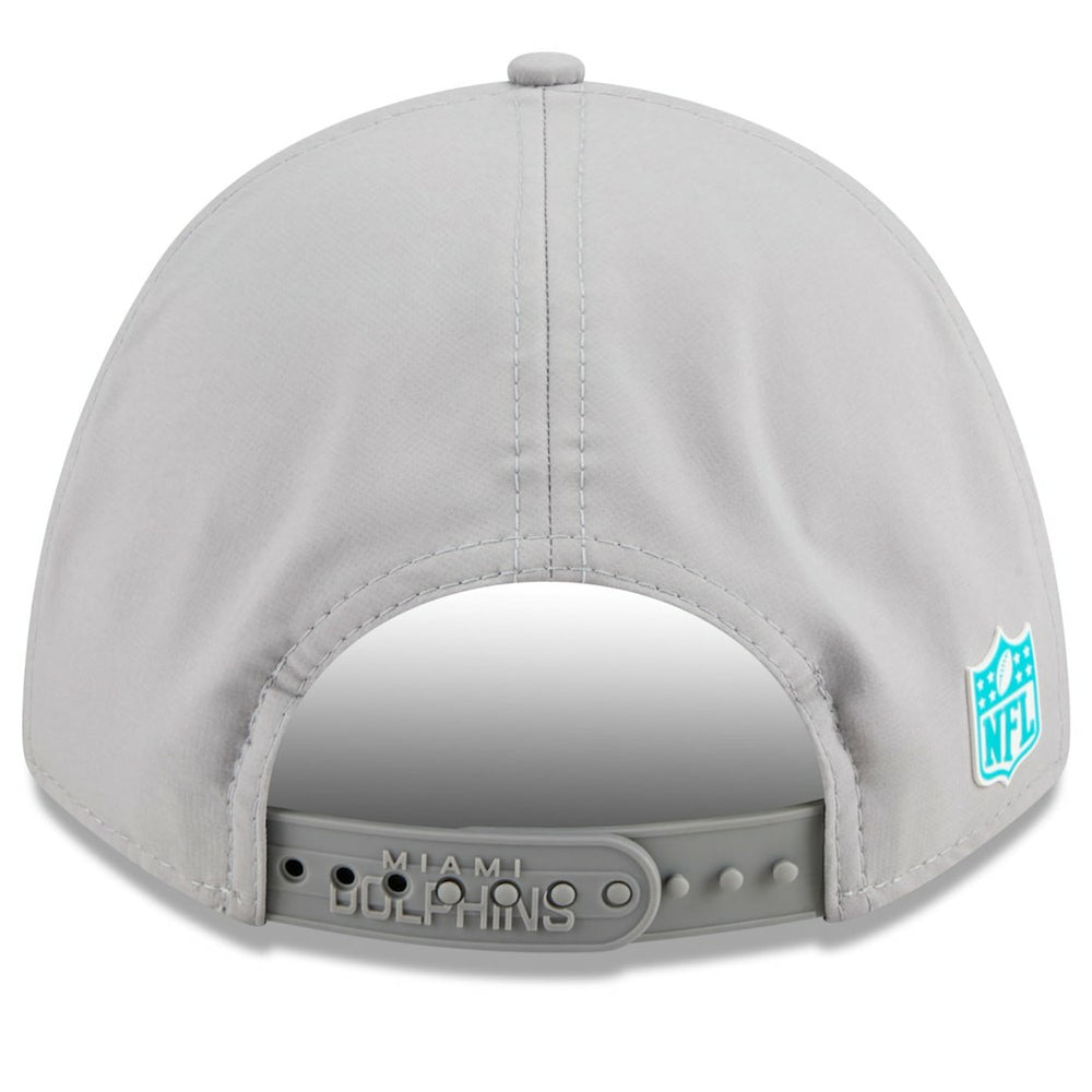 Miami Dolphins New Era 2025 Sideline M-Crown 9FORTY Adjustable Hat Gray