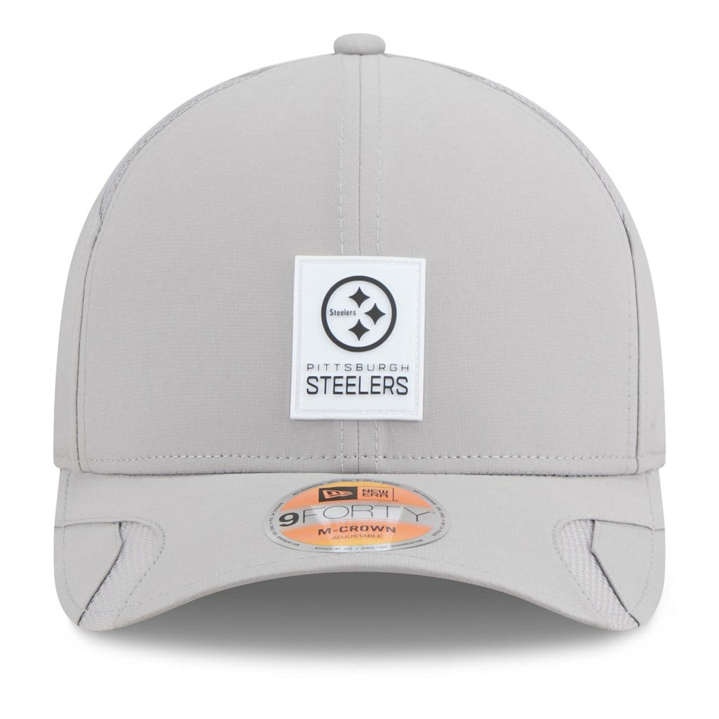 Pittsburgh Steelers New Era 2025 Sideline M-Crown 9FORTY Adjustable Hat Gray