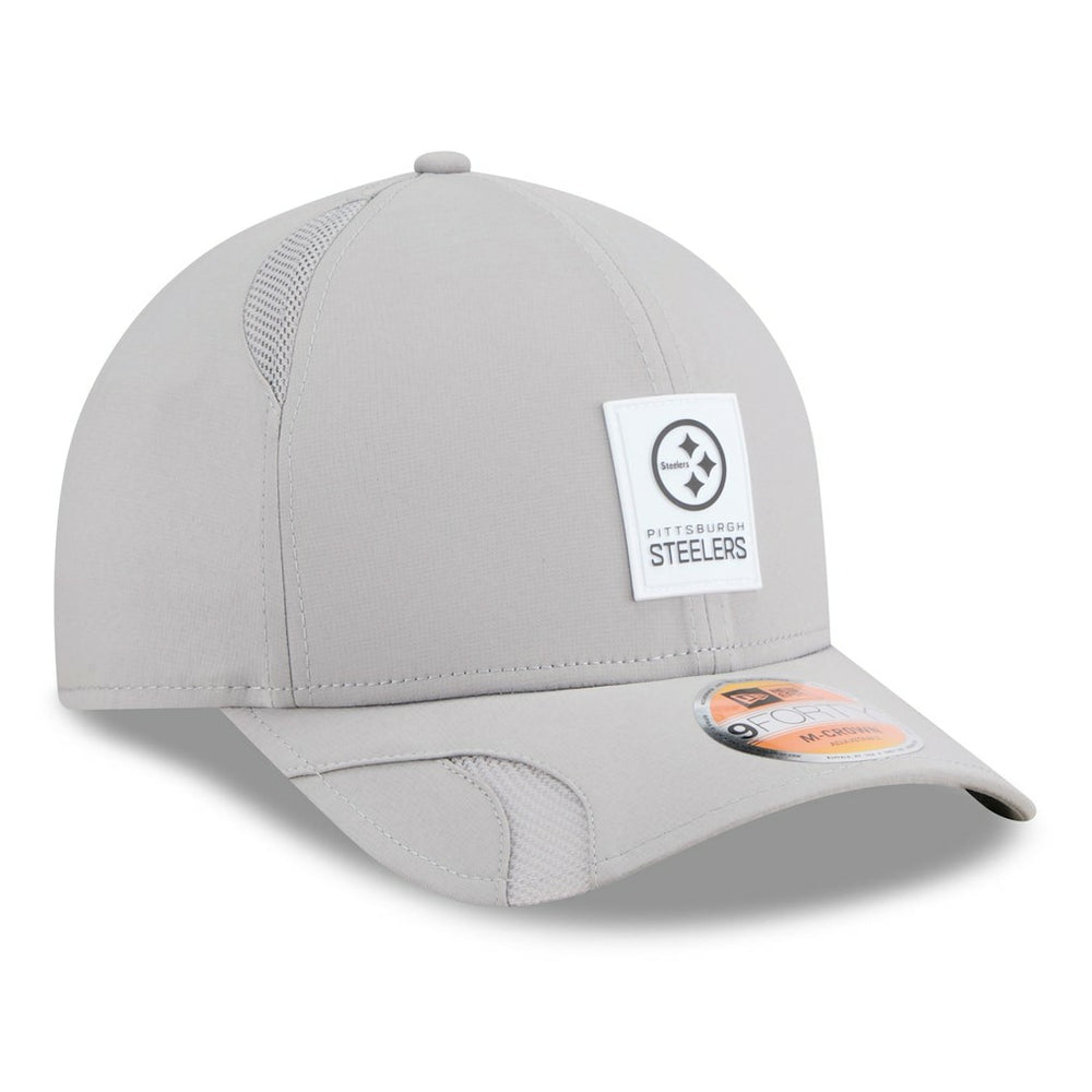 Pittsburgh Steelers New Era 2025 Sideline M-Crown 9FORTY Adjustable Hat Gray