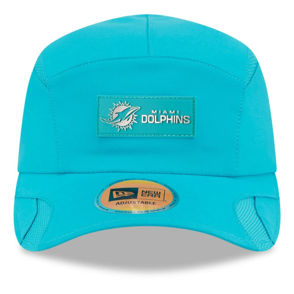 Miami Dolphins New Era 2025 Sideline Runner Adjustable Hat Aqua