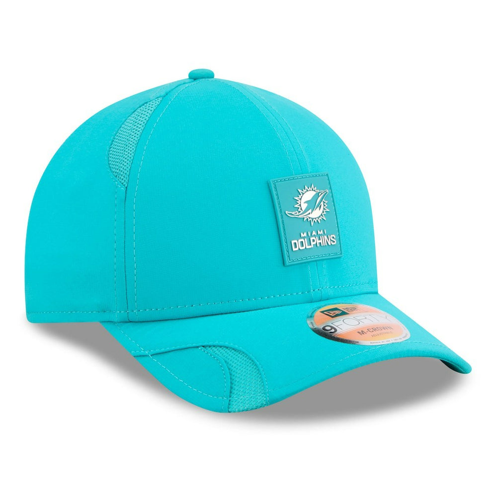 Miami Dolphins New Era Youth 2025 Sideline 9FORTY Adjustable Hat Aqua