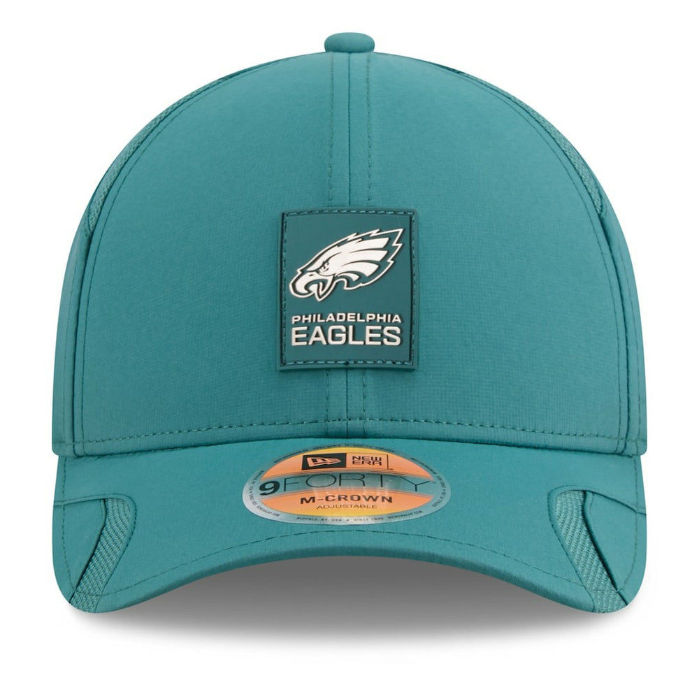 Philadelphia Eagles New Era Youth 2025 Sideline M-Crown 9FORTY Adjustable Hat Midnight Green