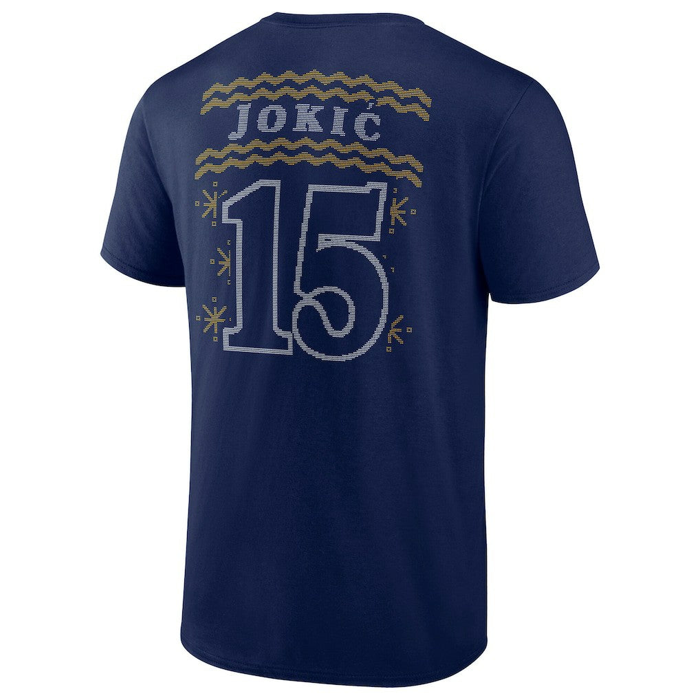 Nikola Jokic Denver Nuggets Ugly Sweater Name & Number T-Shirt Navy