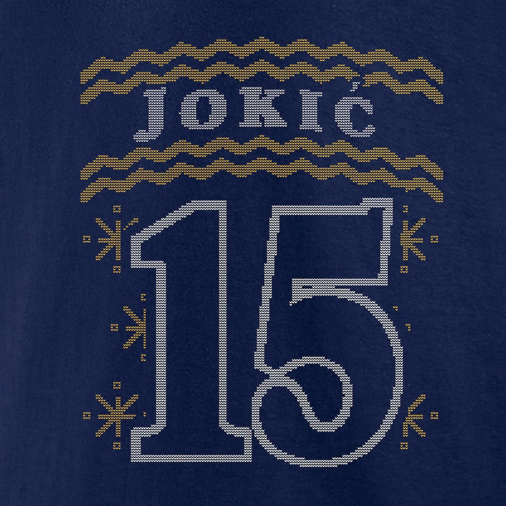 Nikola Jokic Denver Nuggets Ugly Sweater Name & Number T-Shirt Navy